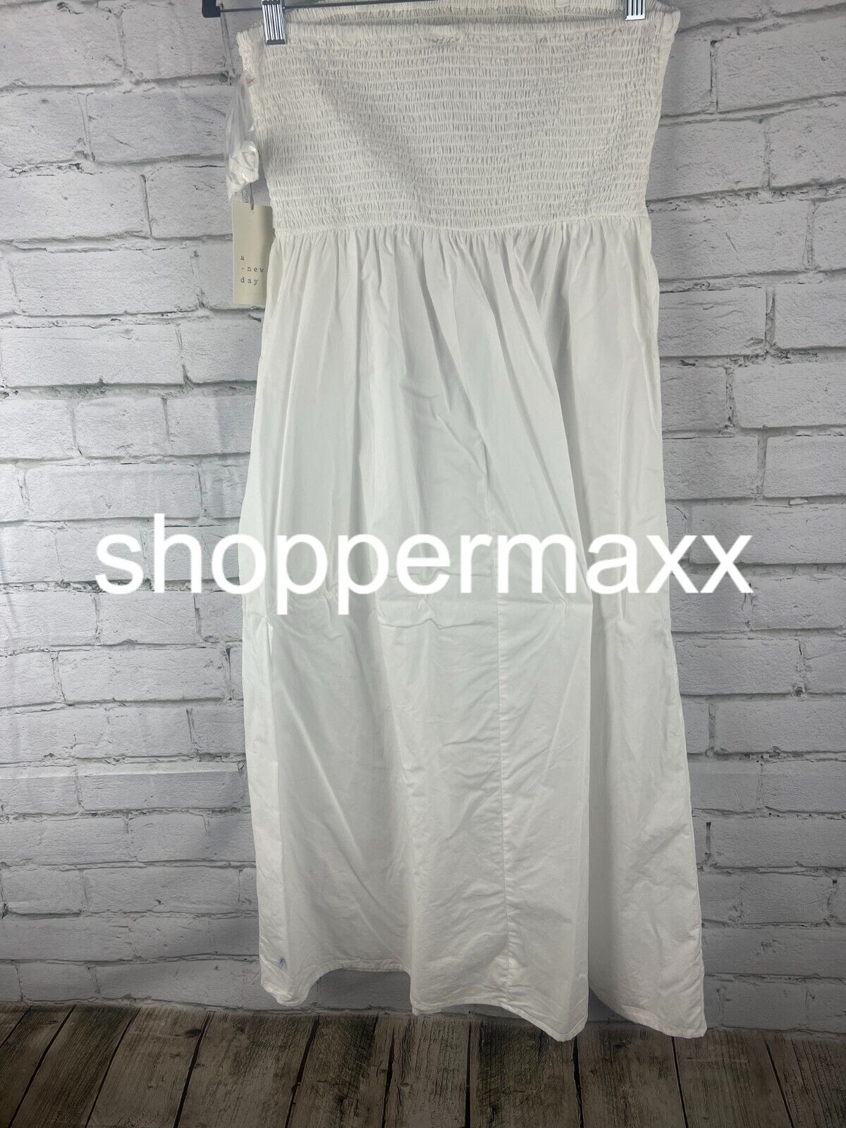 Women's Strapless Smocked Tube Sundress - A New Day, White, S