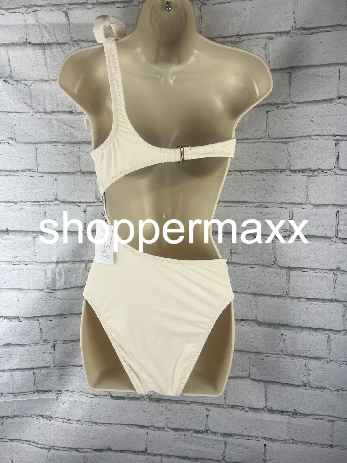 Womens One Shoulder Bow Cut Out One Piece Swimsuit - Shade & Shore, Off-White, S