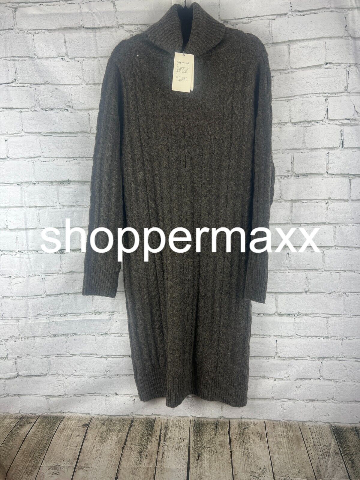 WOMEN'S TURTLENECK LONG SLEEVE COZY SWEATER DRESS - A NEW DAY, BROWN, M