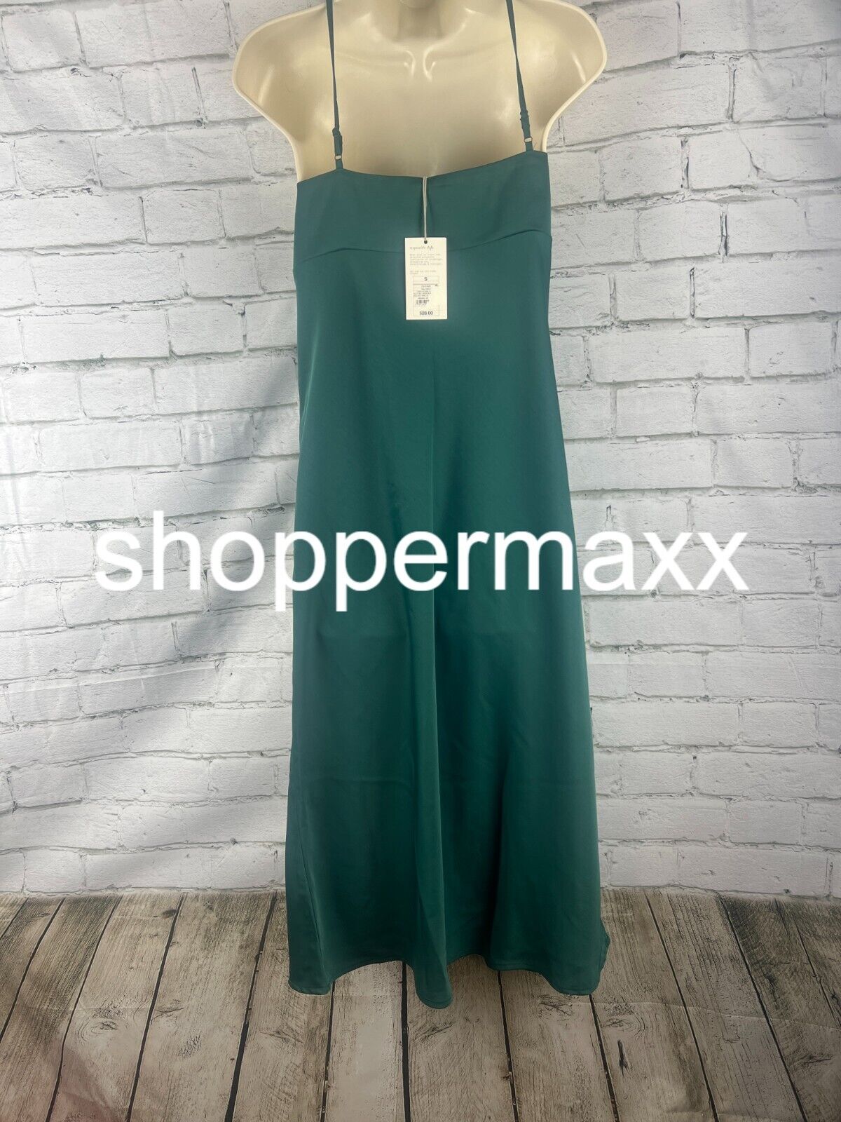 A New Day, Women's Slip Tank Dress Adjustable Straps Forest, Green, M