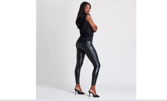 ASSETS by SPANX, Women's All Over Faux Leather Leggings, BLACK, M