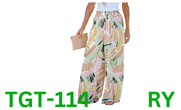 CUPSHE Women's Wide Leg Tribal Print Smocked Pants High Elastic Waisted Bobo, S
