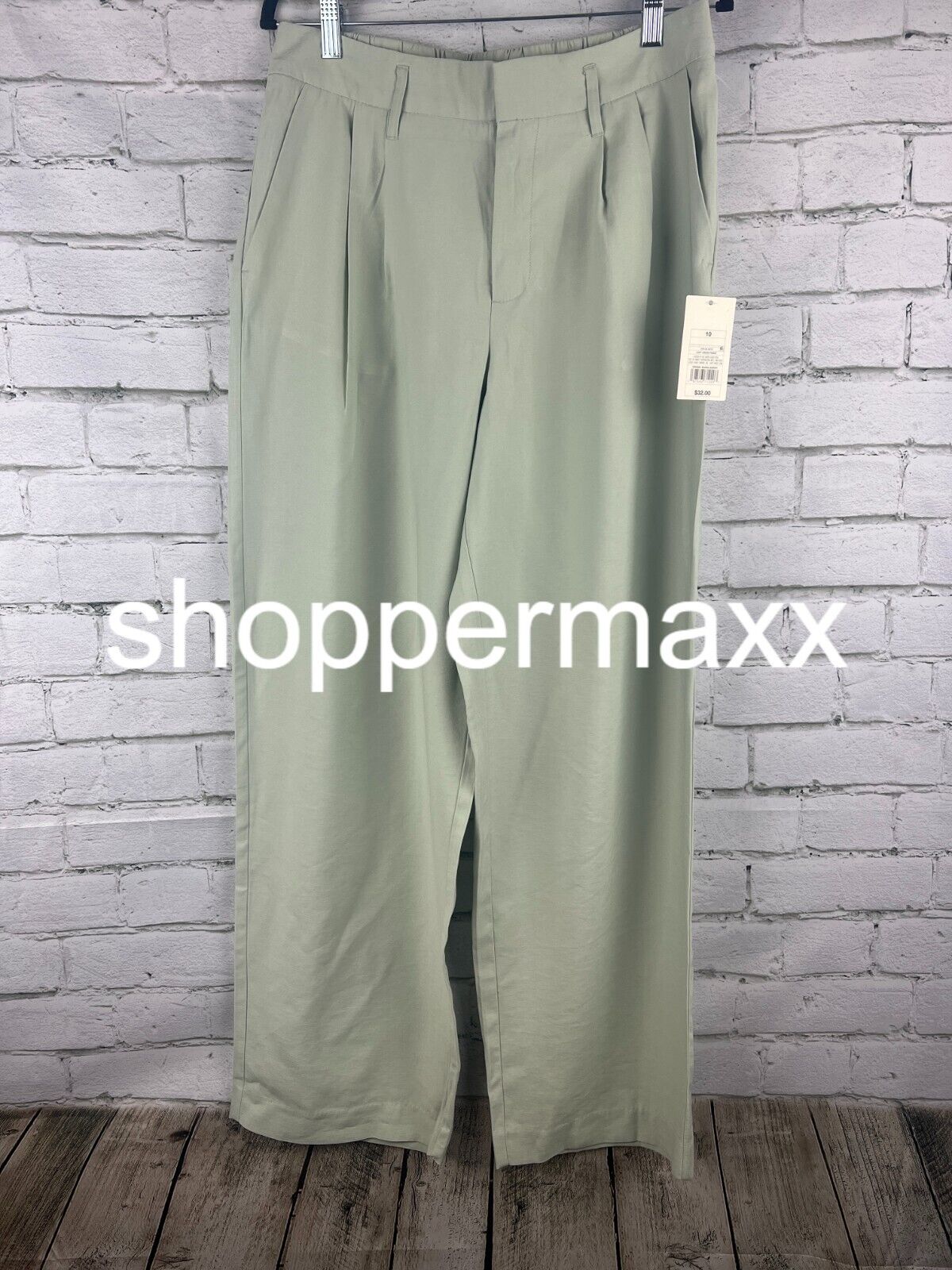Women's High-Rise Straight Trousers - A New Day, Light Green, 10