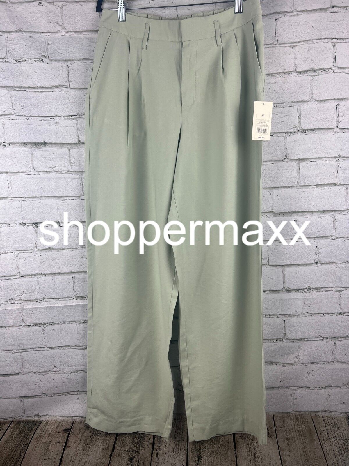 Women's High-Rise Straight Trousers - A New Day, Light Green, 10