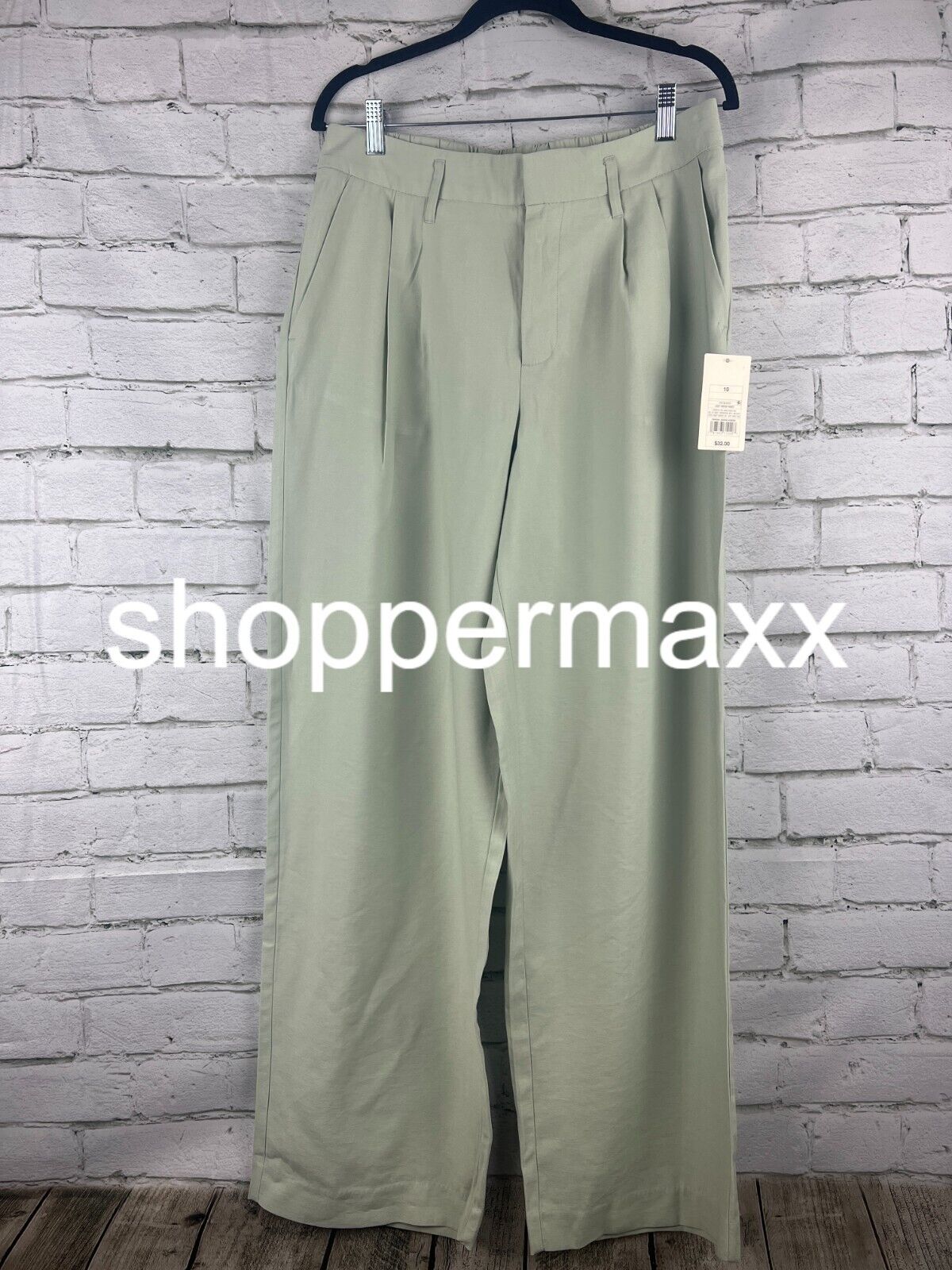 Women's High-Rise Straight Trousers - A New Day, Light Green, 10
