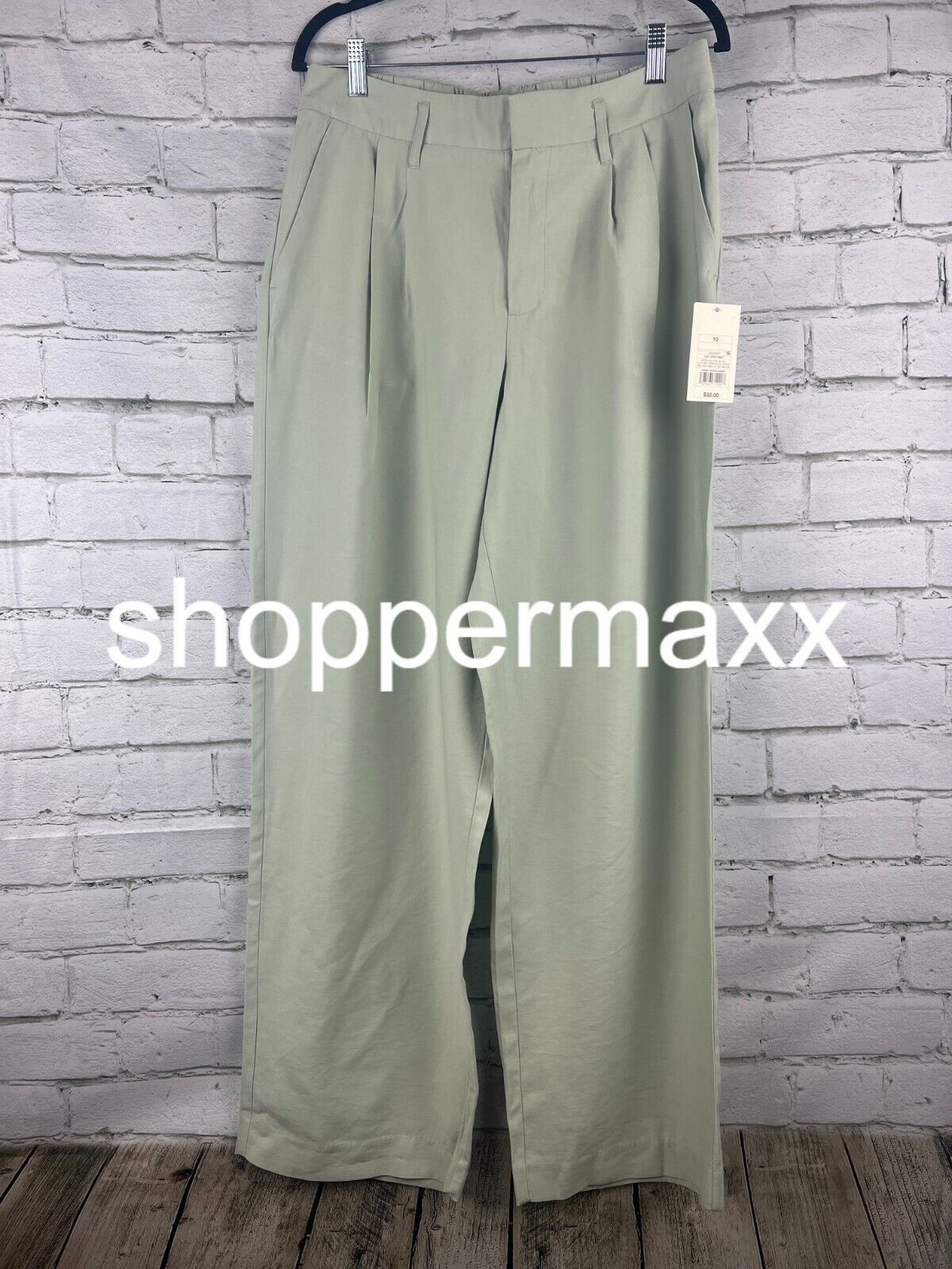 Women's High-Rise Straight Trousers - A New Day, Light Green, 10