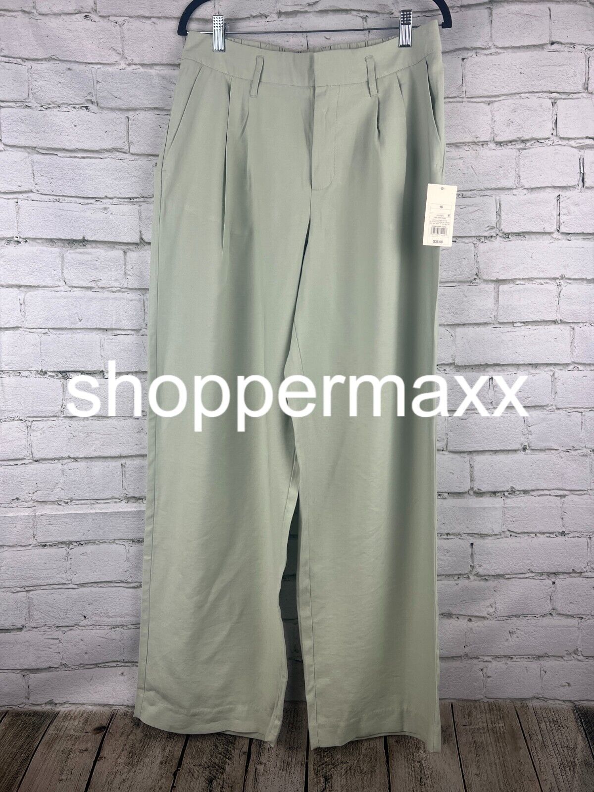 Women's High-Rise Straight Trousers - A New Day, Light Green, 10