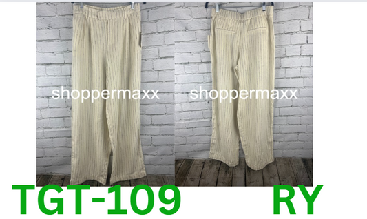 Women's High-Rise Linen Wide Leg Pants - A New Day, Cream/Black, Pin Striped, 8