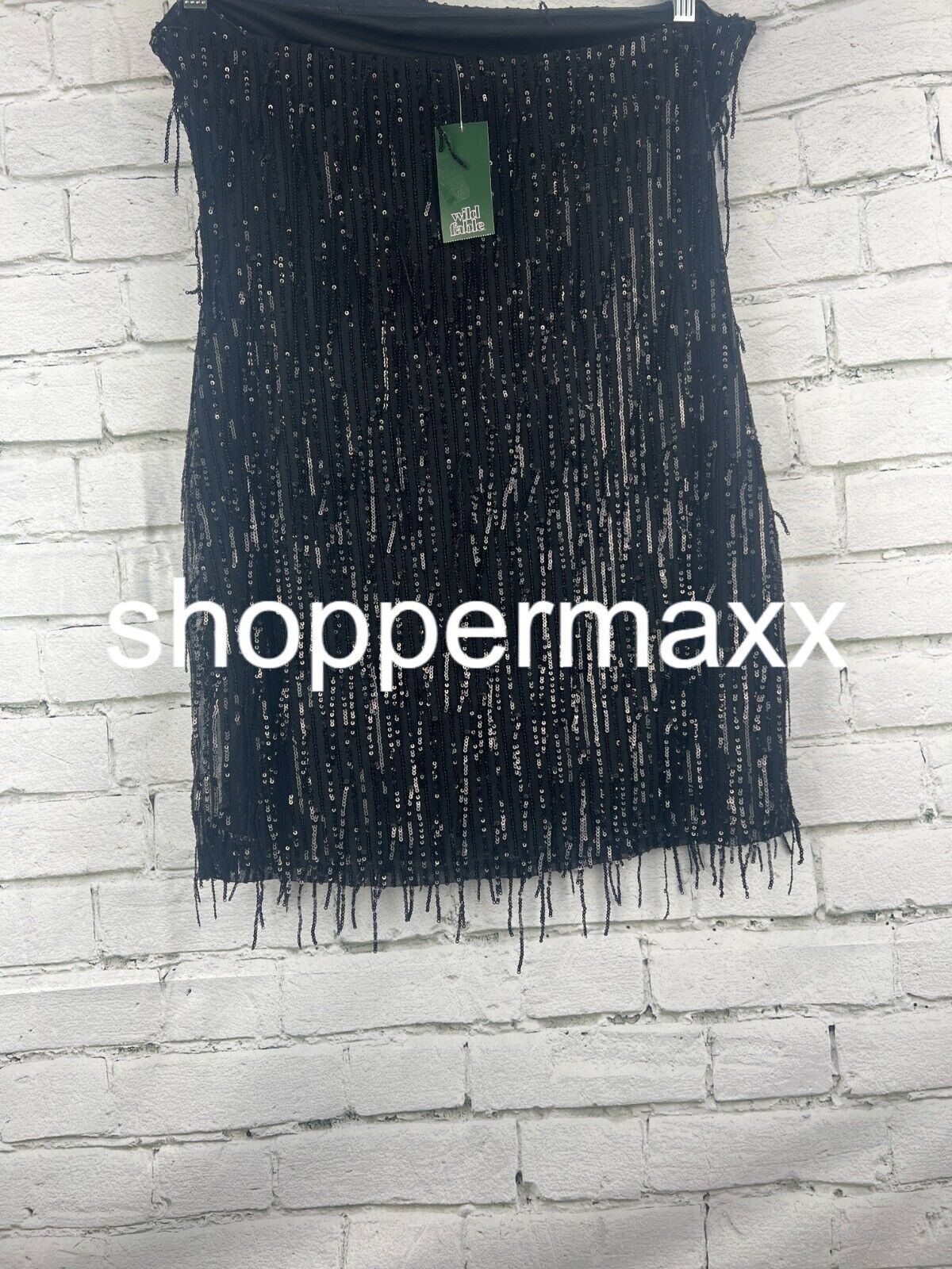 Women's Tube Sequin Fringe Mini Bodycon Dress - Wild Fable, Black, L