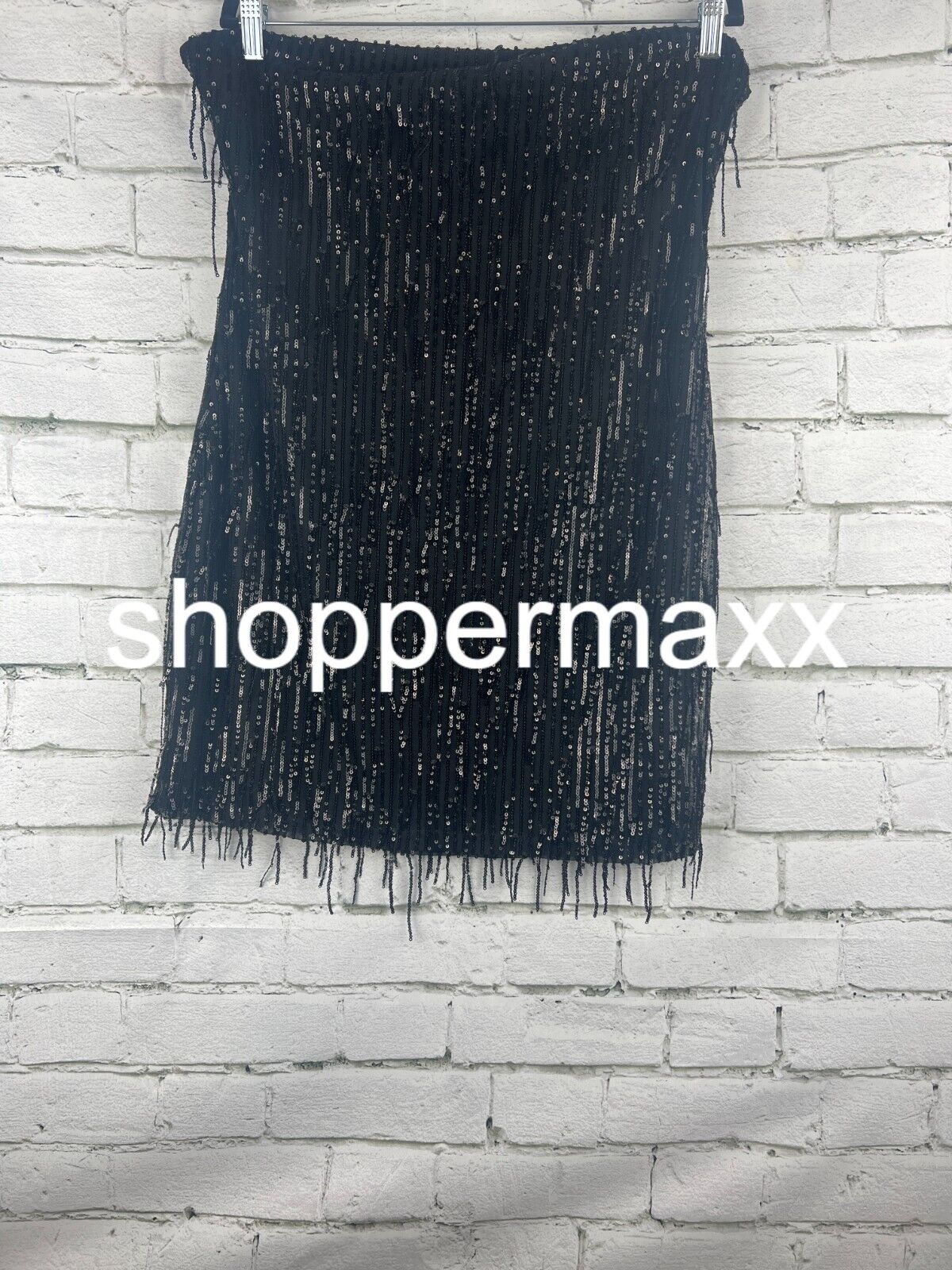 Women's Tube Sequin Fringe Mini Bodycon Dress - Wild Fable, Black, L