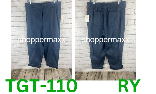 Women's Mid-Rise Casual Fit Cargo Pants - Knox Rose, Navy Blue, 1X