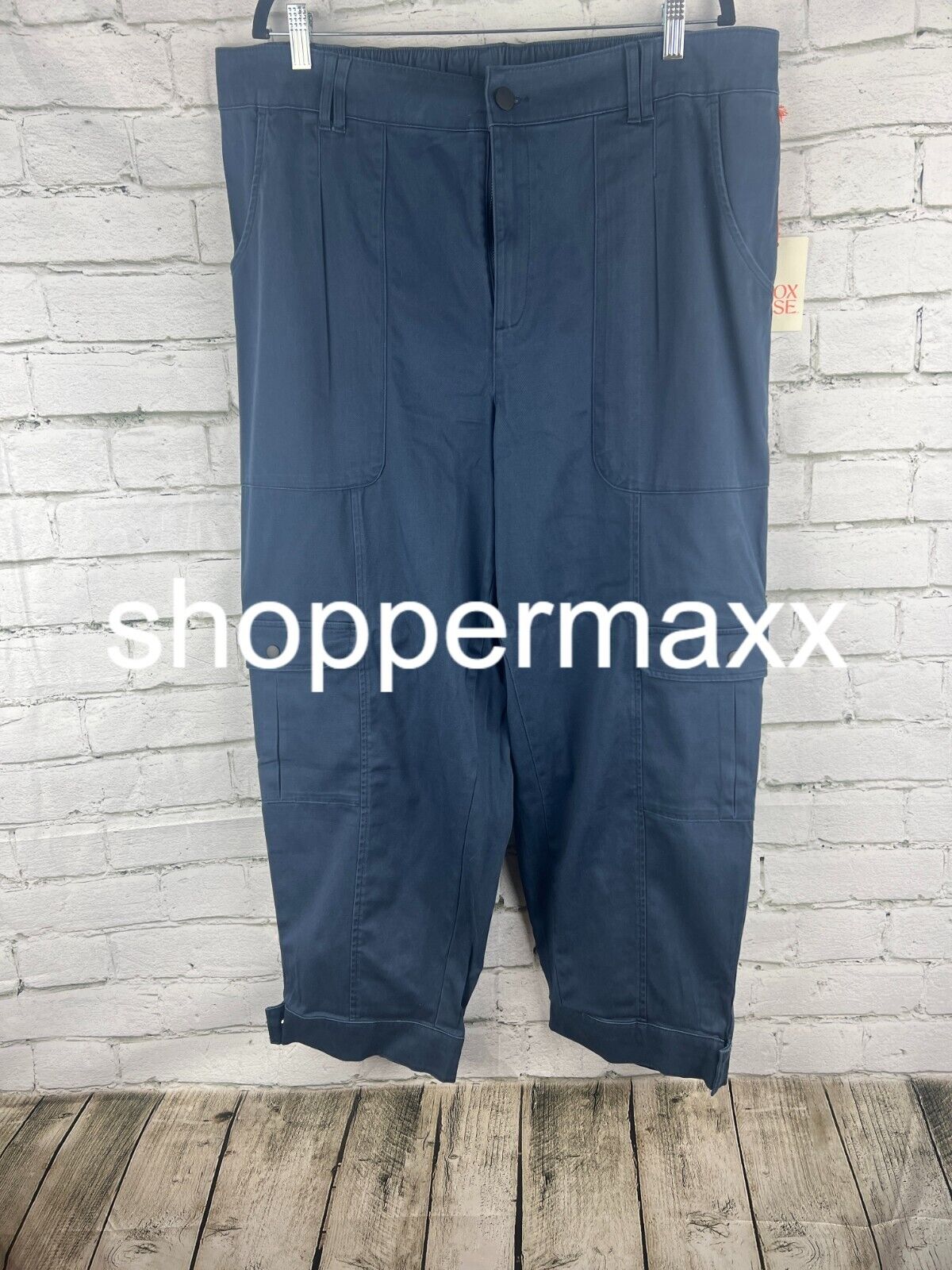 Women's Mid-Rise Casual Fit Cargo Pants - Knox Rose, Navy Blue, 1X