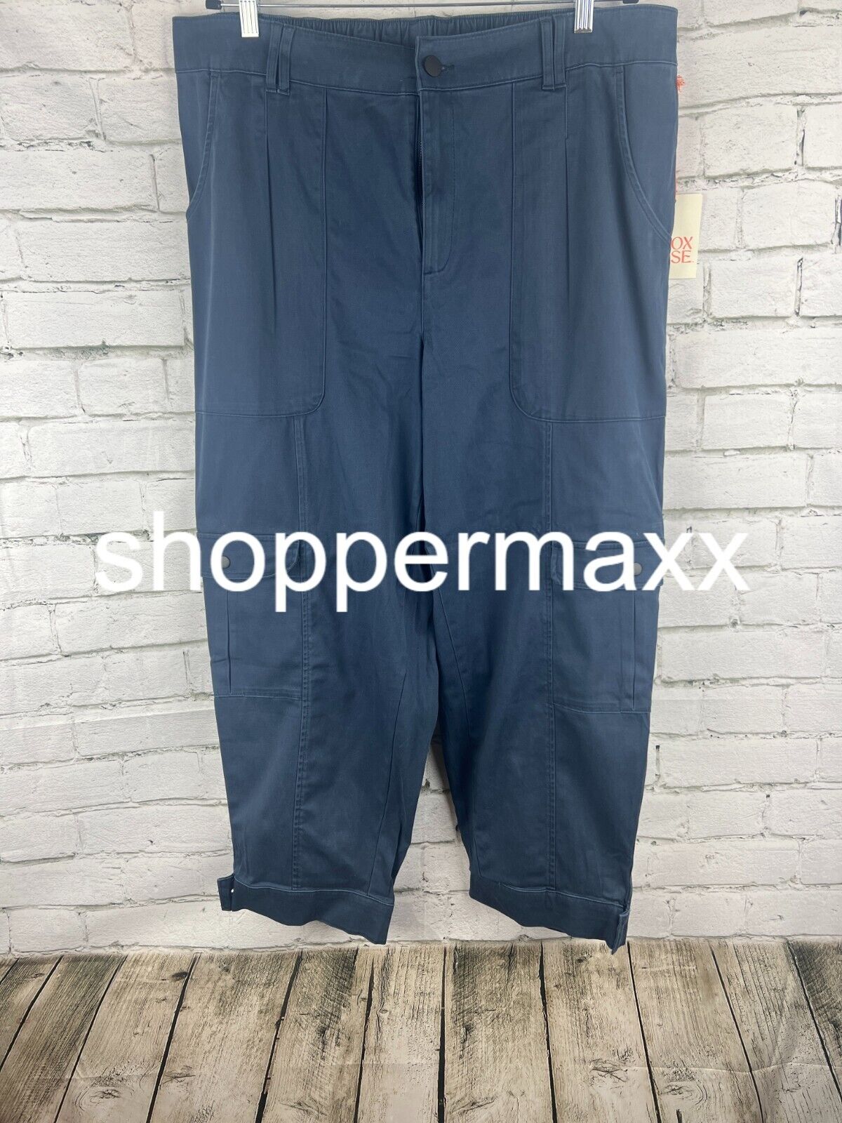 Women's Mid-Rise Casual Fit Cargo Pants - Knox Rose, Navy Blue, 1X