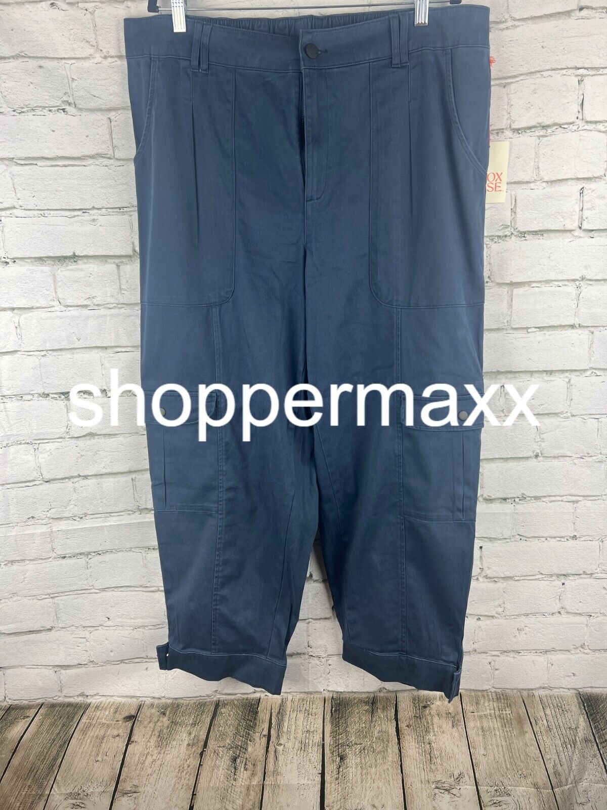 Women's Mid-Rise Casual Fit Cargo Pants - Knox Rose, Navy Blue, 1X