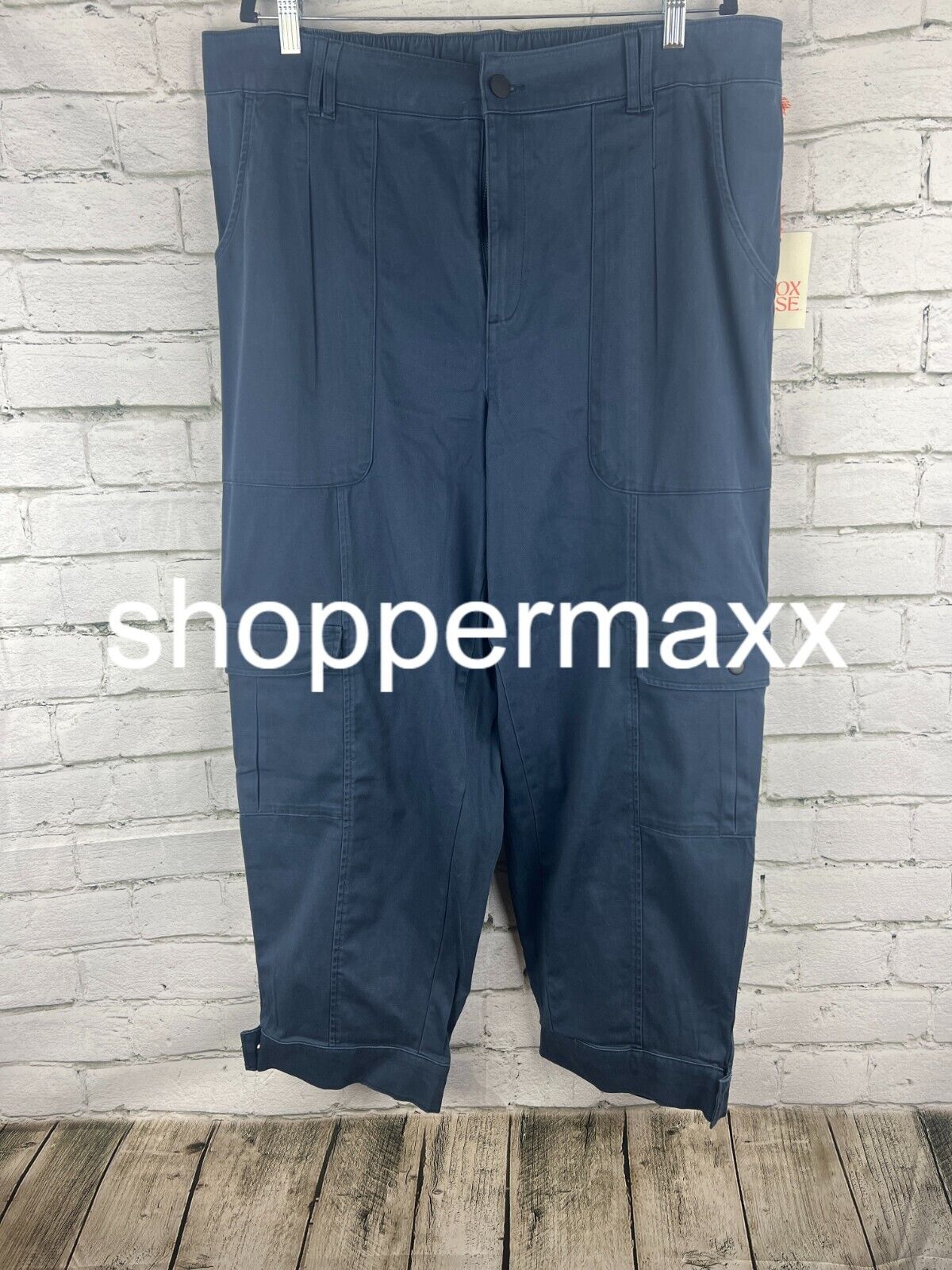 Women's Mid-Rise Casual Fit Cargo Pants - Knox Rose, Navy Blue, 1X