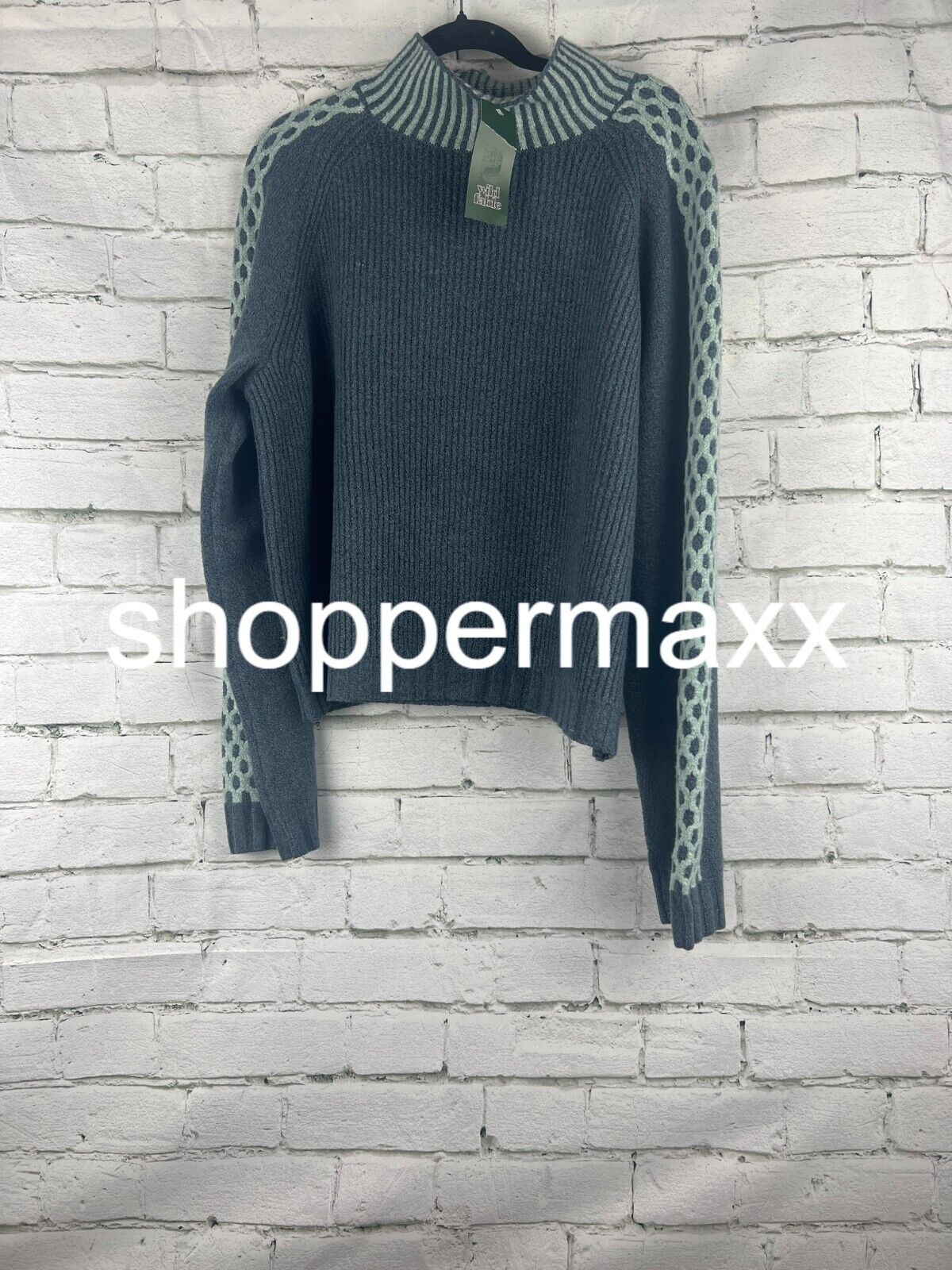 Women's Mock Turtleneck Boxy Pullover Sweater - Wild Fable, Dark Blue, XXL
