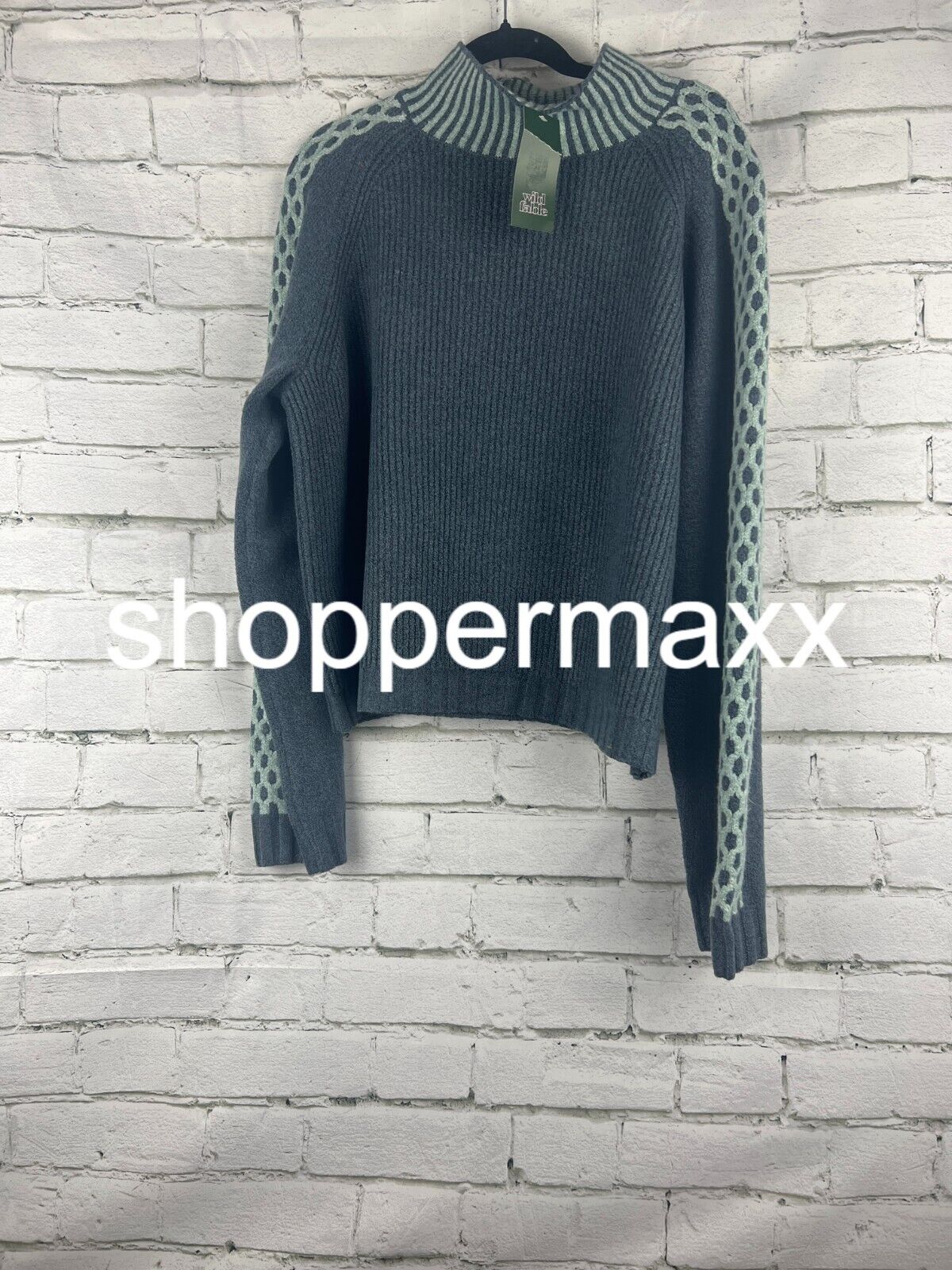 Women's Mock Turtleneck Boxy Pullover Sweater - Wild Fable, Dark Blue, XXL