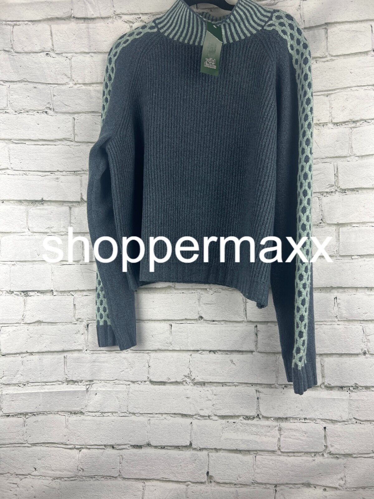 Women's Mock Turtleneck Boxy Pullover Sweater - Wild Fable, Dark Blue, XXL
