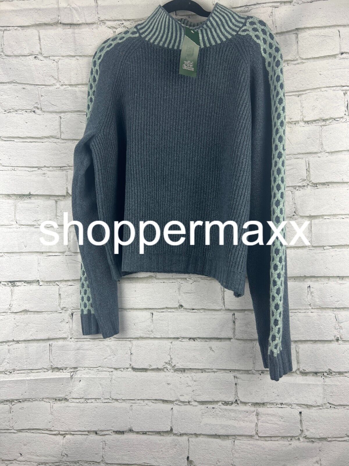 Women's Mock Turtleneck Boxy Pullover Sweater - Wild Fable, Dark Blue, XXL