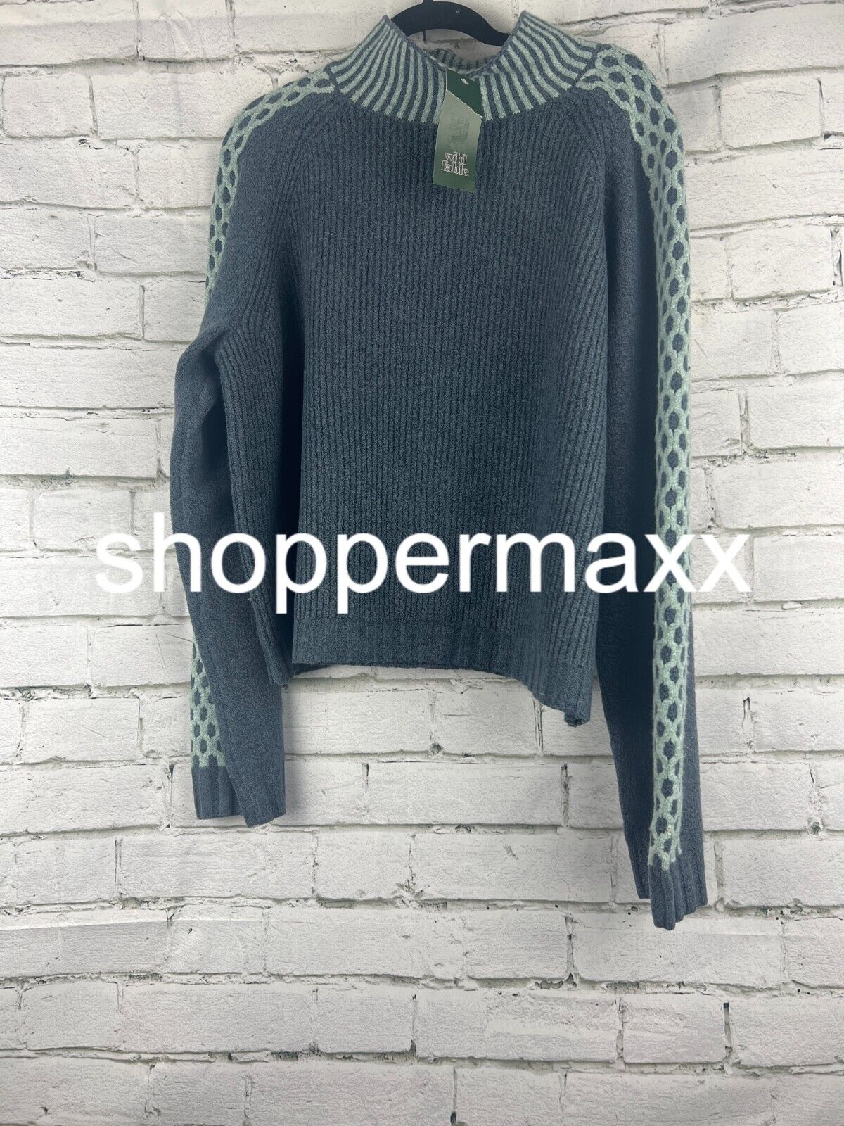 Women's Mock Turtleneck Boxy Pullover Sweater - Wild Fable, Dark Blue, XXL