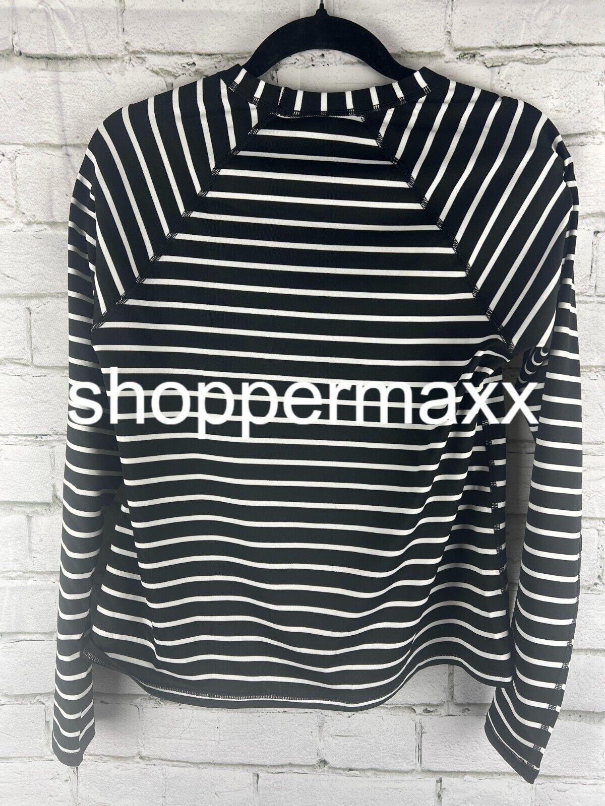 Women's Crewneck Swim Shirt Rash Guard Striped long sleeve - Kona Sol, Black, S