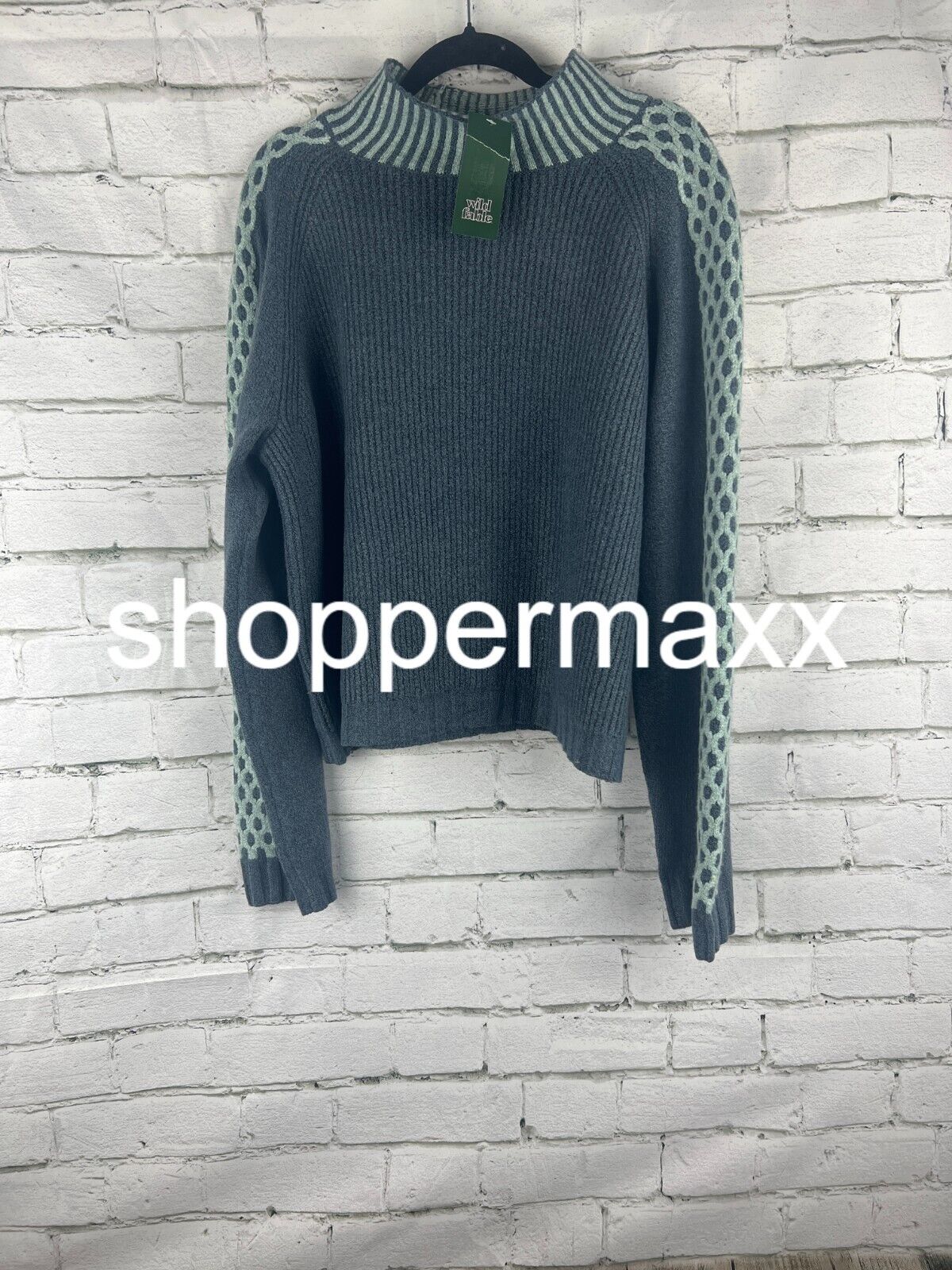 Women's Mock Turtleneck Boxy Pullover Sweater - Wild Fable, Dark Blue, XXL