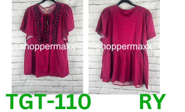 Women's Flutter Short Sleeve Top - Knox Rose, Magenta Polka Dots, XXL