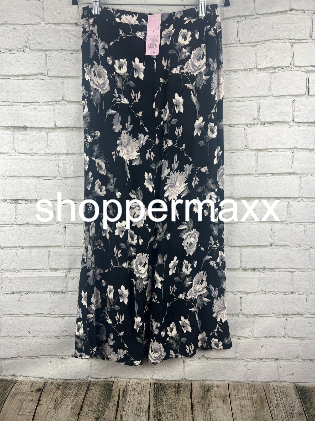 Women's Button-Front Printed Midi Skirt - Wild Fable, Black Floral, S