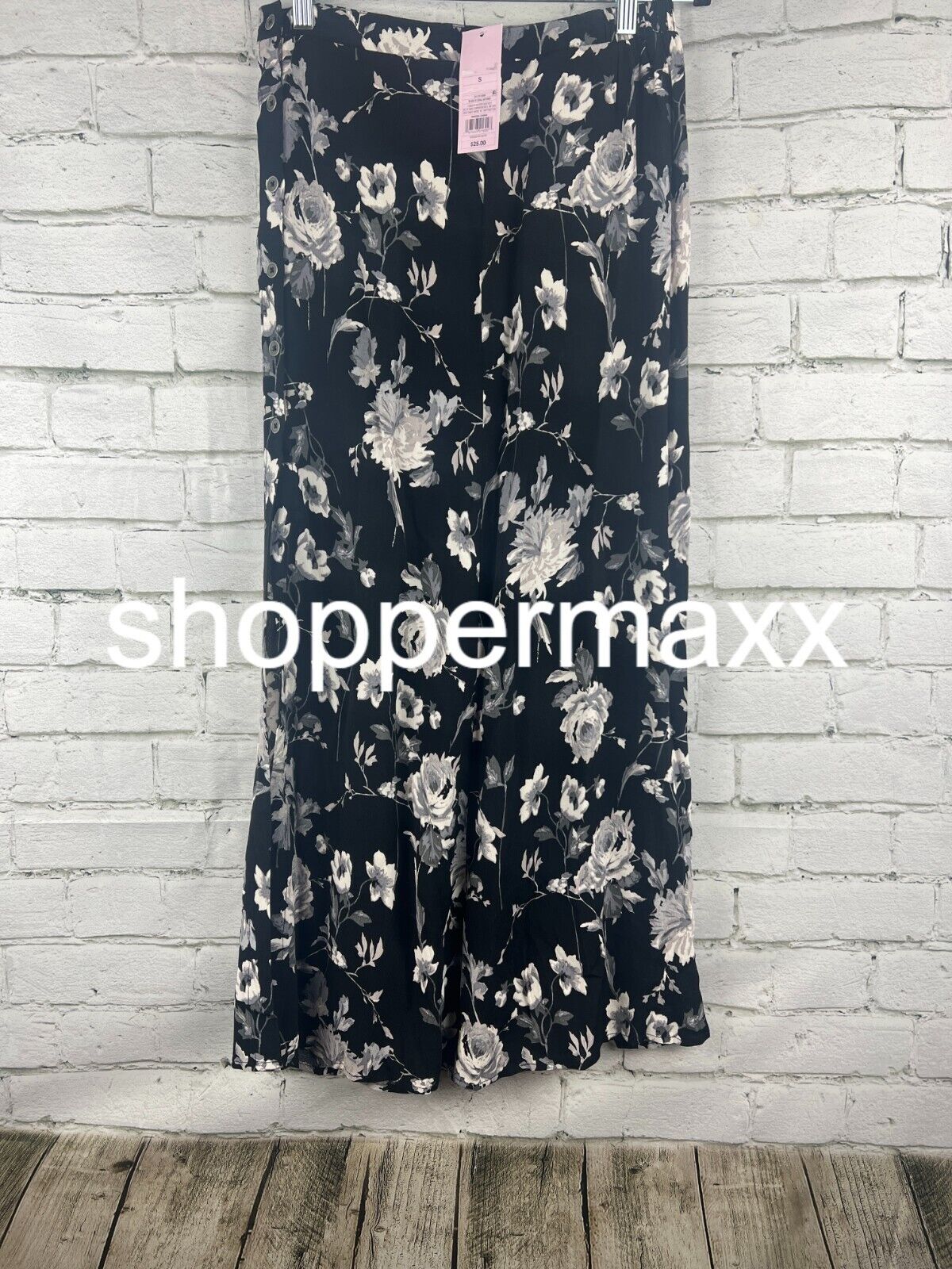 Women's Button-Front Printed Midi Skirt - Wild Fable, Black Floral, S