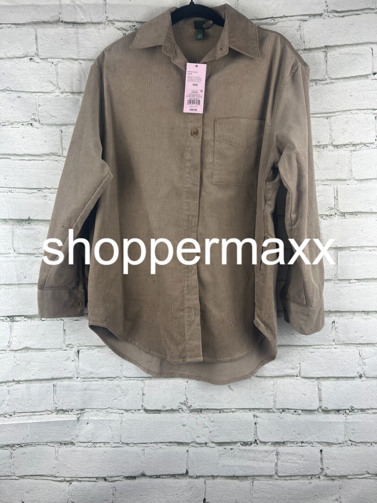 Women's Oversized Button-Down Corduroy Shirt - Wild Fable, Taupe, XXS