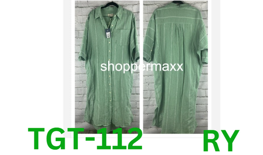 Women's 3/4 sleeve printed shirt dress - green, universal thread, S