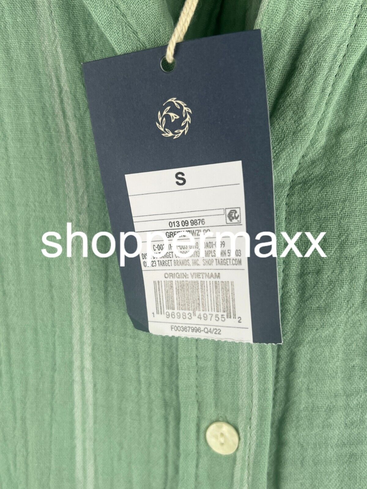 Women's 3/4 sleeve printed shirt dress - green, universal thread, S