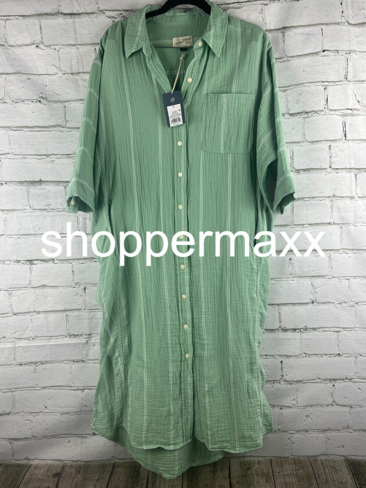Women's 3/4 sleeve printed shirt dress - green, universal thread, S