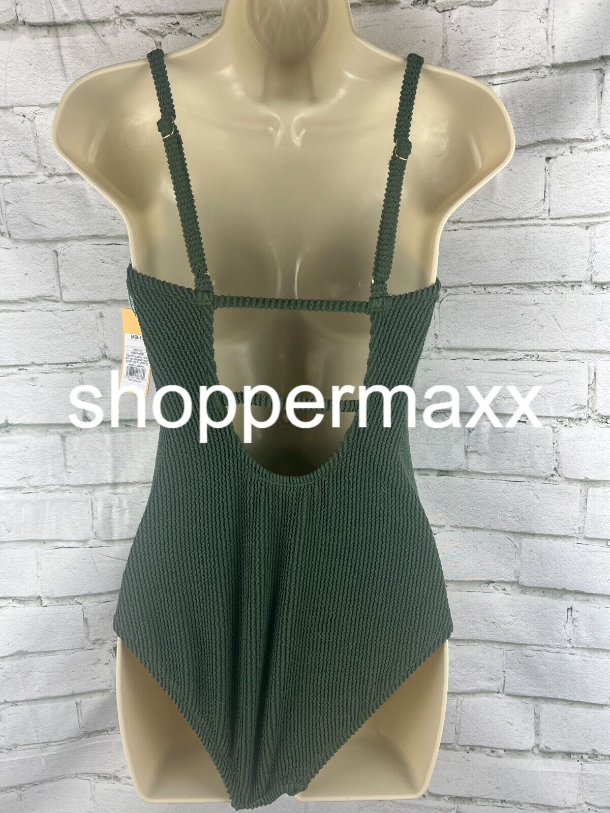 Women's Square Neck High Coverage One Piece Swimsuit - Kona Sol, Dark Green, M