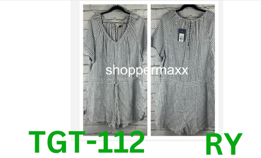Women's Striped Short Sleeve Romper - Universal Thread, Light Blue, S