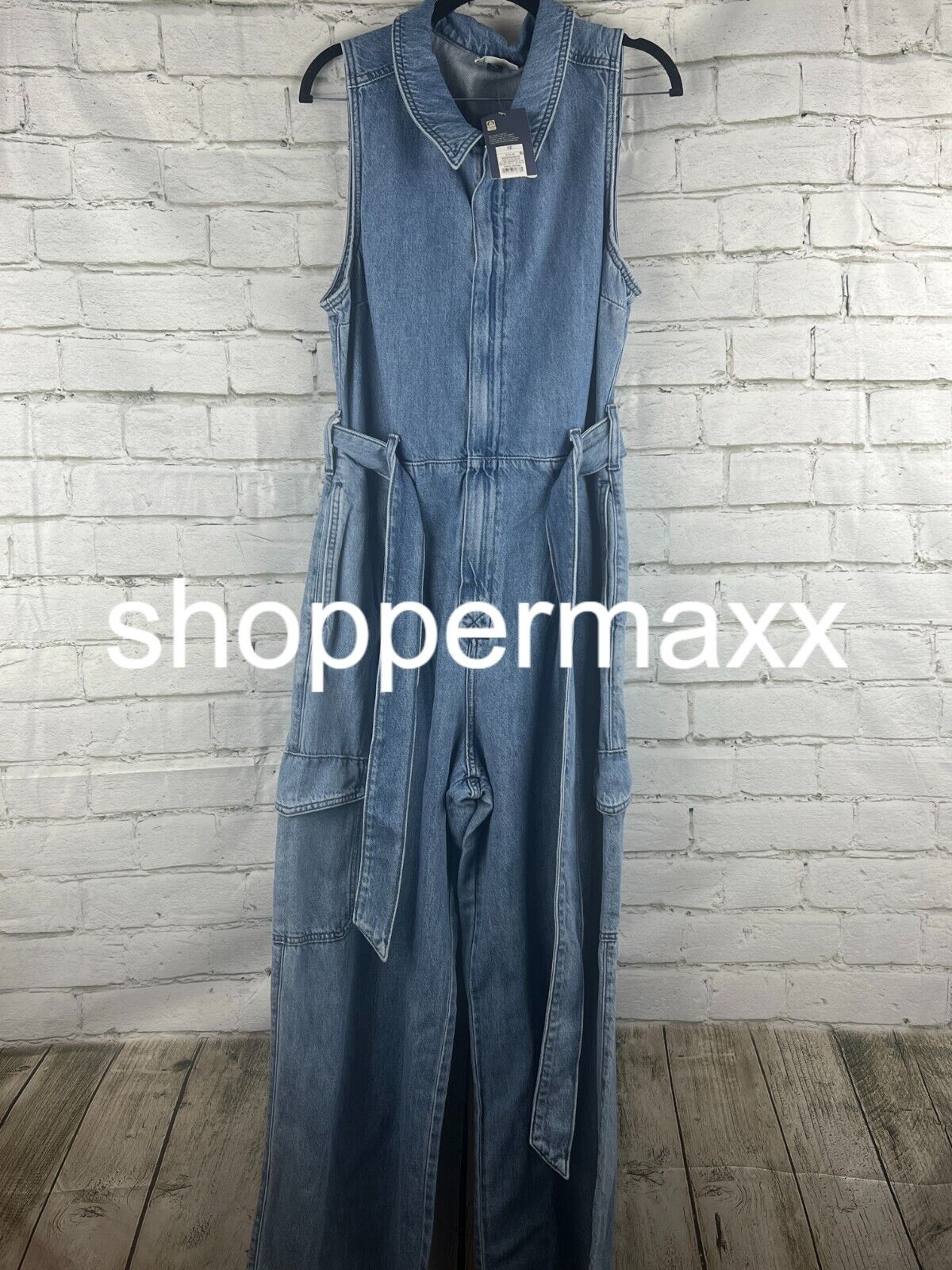 Women's Denim Cargo Jumpsuit - Universal Thread, Medium Wash, 12