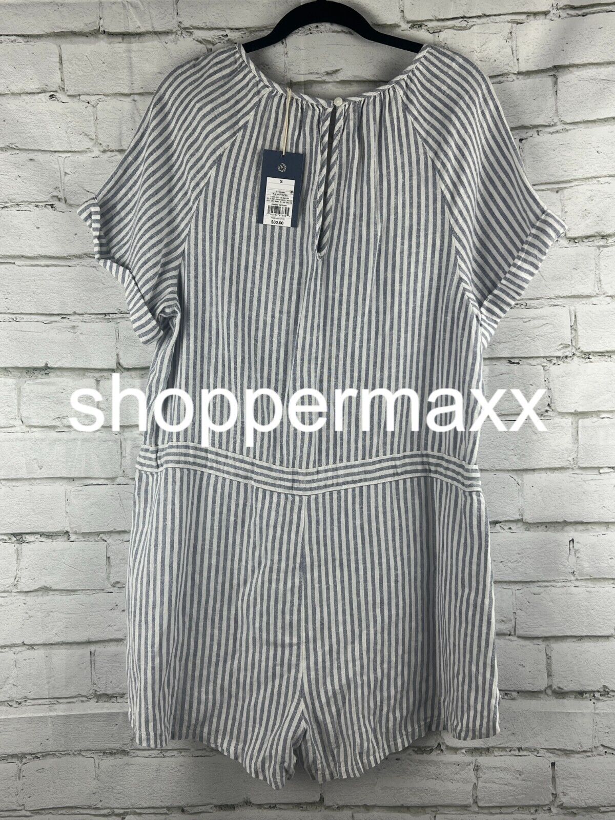 Women's Striped Short Sleeve Romper - Universal Thread, Light Blue, S