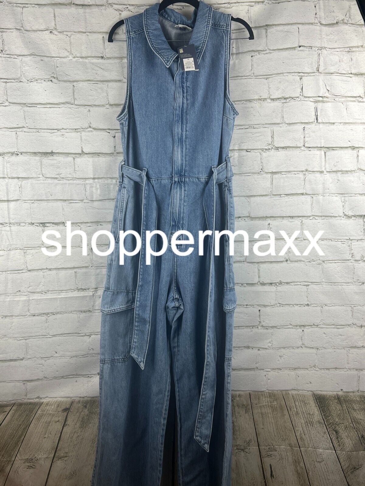 Women's Denim Cargo Jumpsuit - Universal Thread, Medium Wash, 12