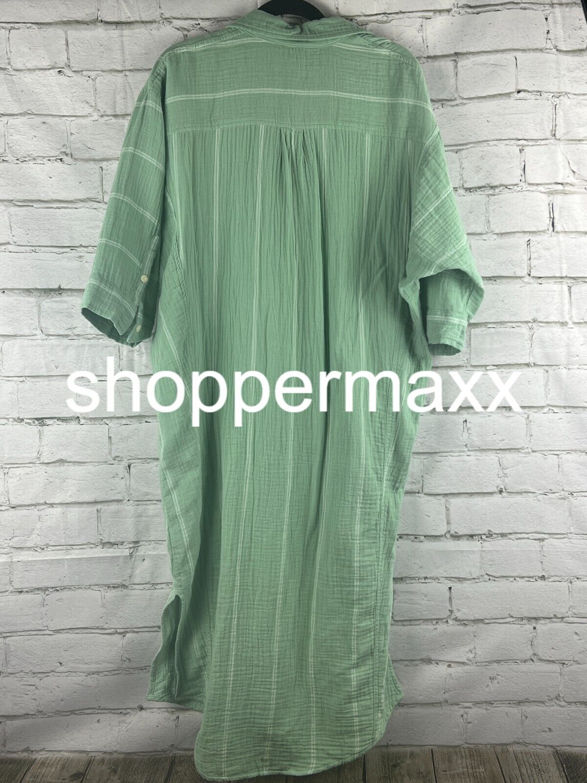 Women's 3/4 sleeve printed shirt dress - green, universal thread, S
