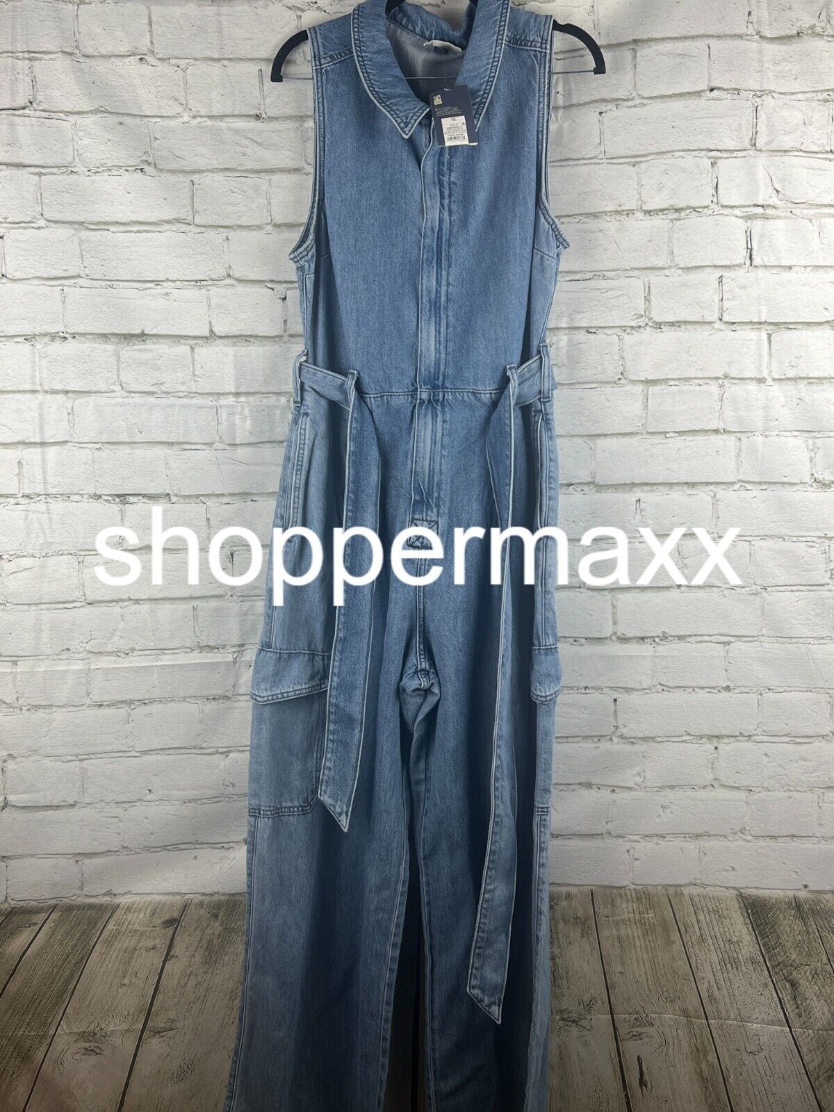 Women's Denim Cargo Jumpsuit - Universal Thread, Medium Wash, 12