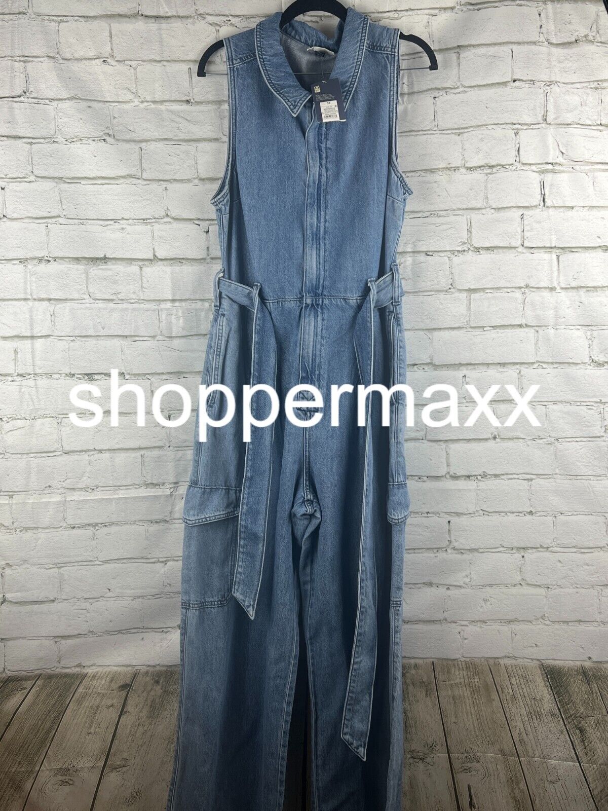 Women's Denim Cargo Jumpsuit - Universal Thread, Medium Wash, 12