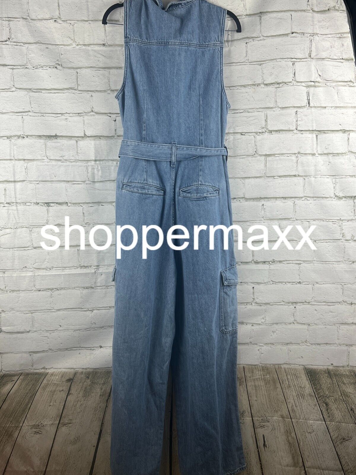 Women's Denim Cargo Jumpsuit - Universal Thread, Medium Wash, 12