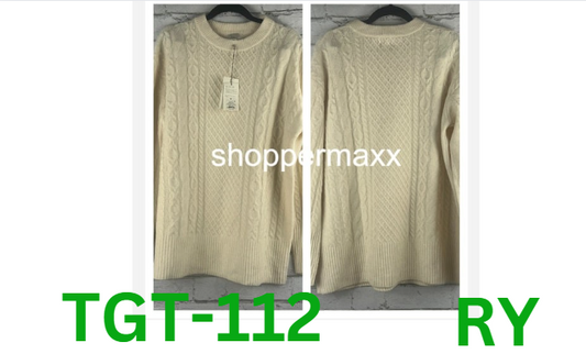Women's Crewneck Tunic Pullover Sweater - A New Day, Cream, M