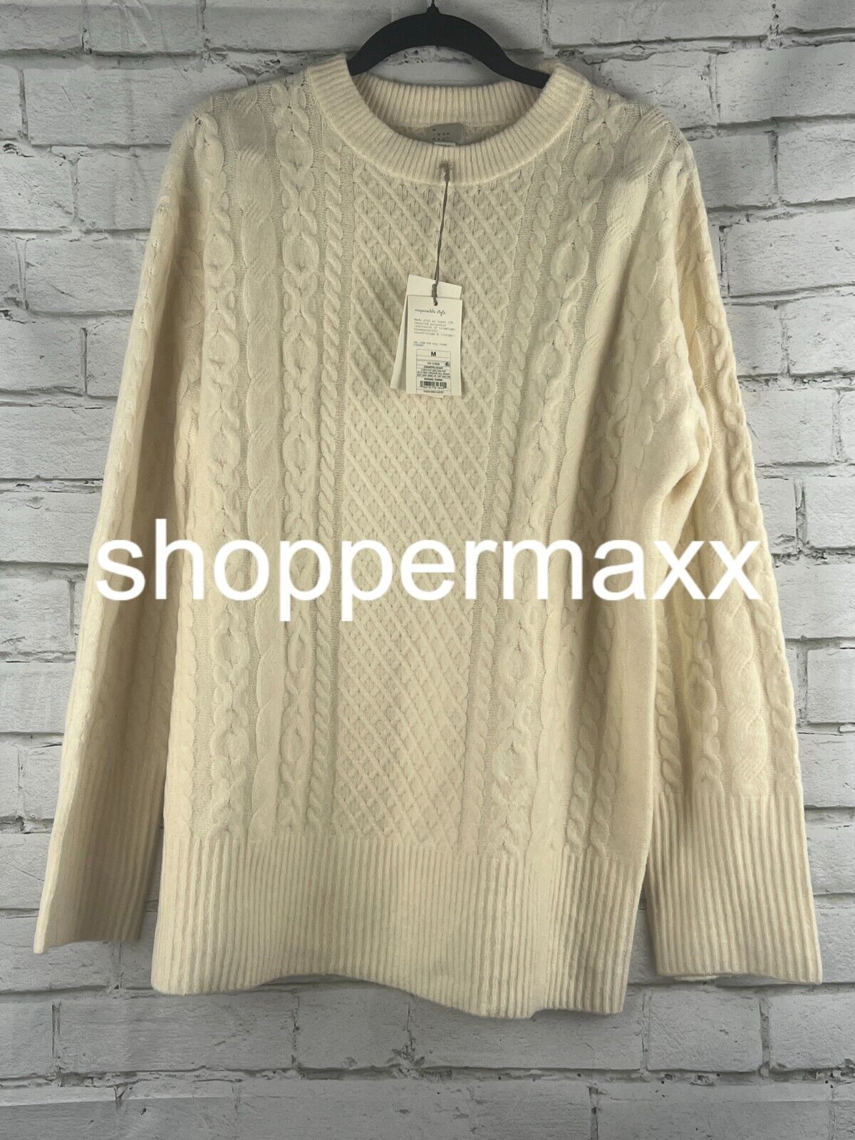 Women's Crewneck Tunic Pullover Sweater - A New Day, Cream, M