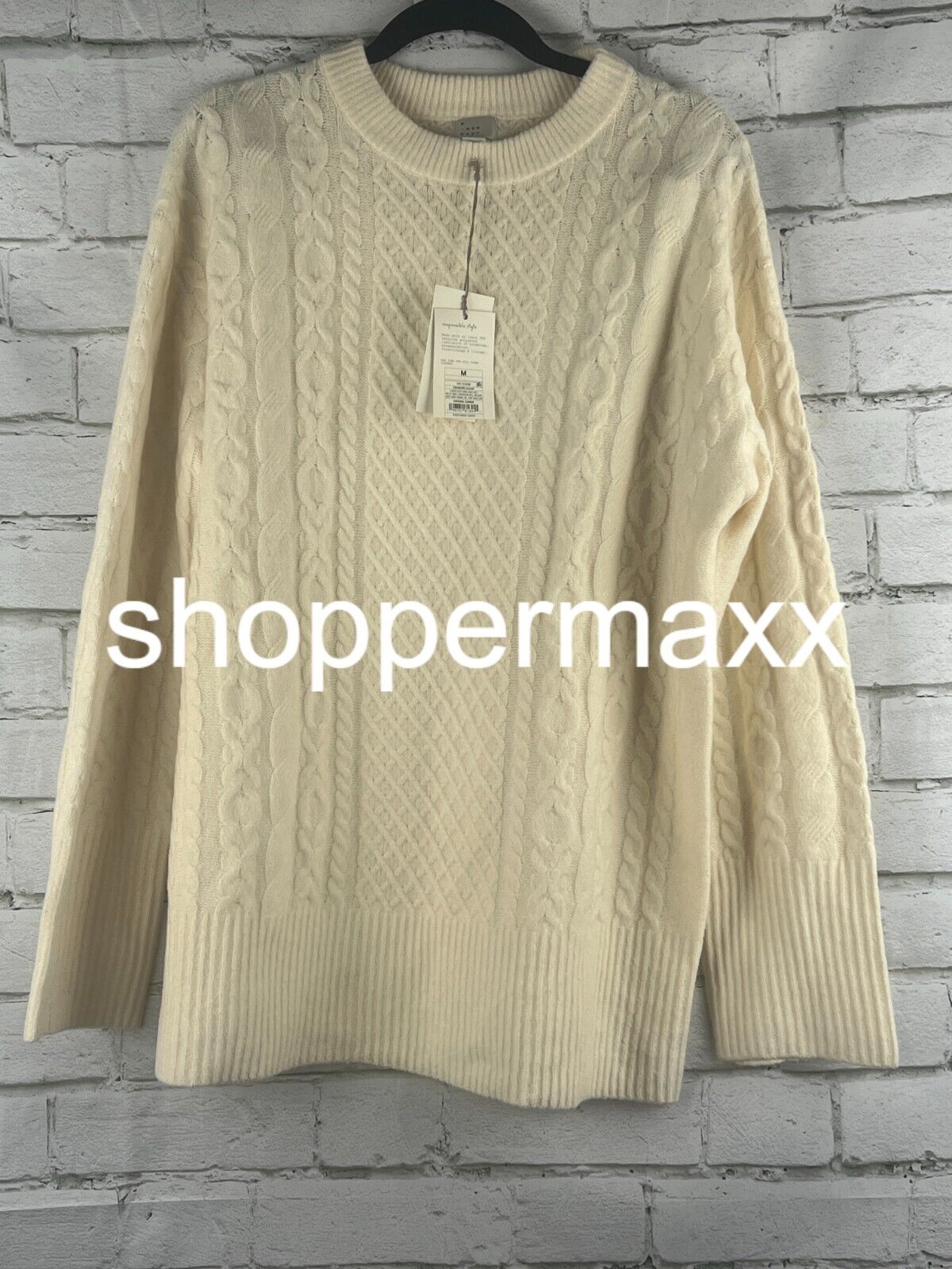 Women's Crewneck Tunic Pullover Sweater - A New Day, Cream, M
