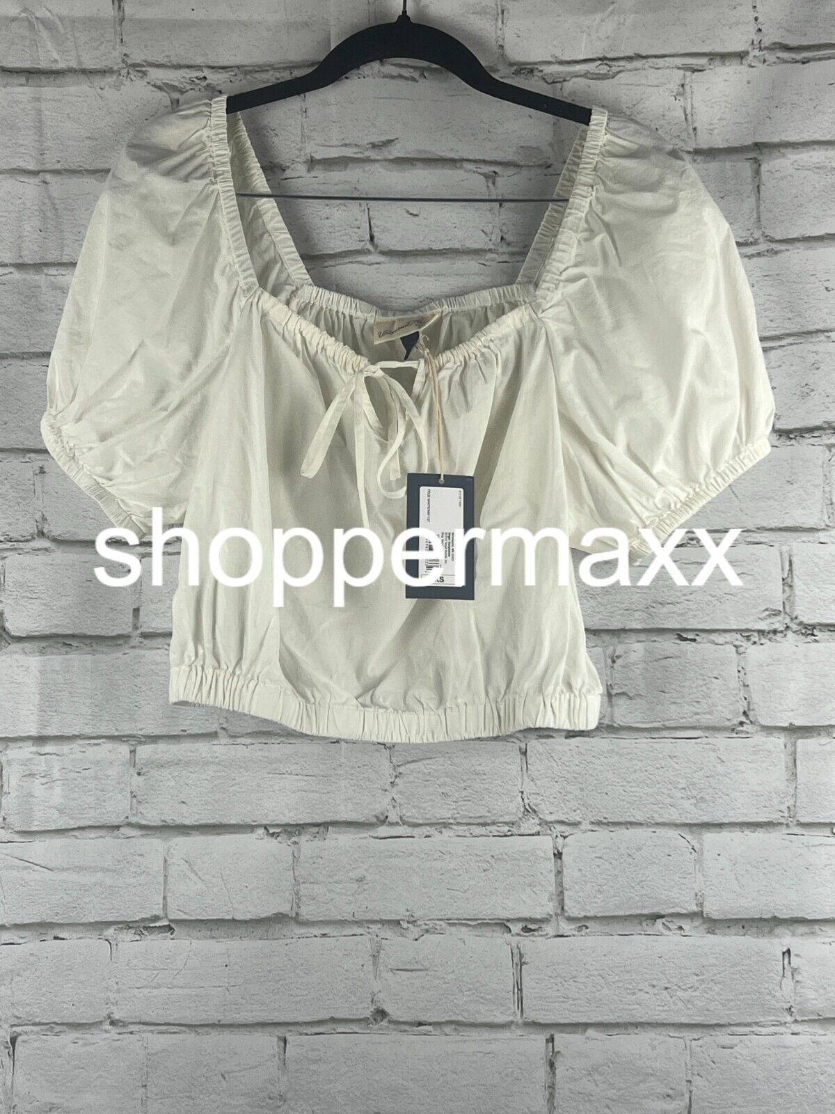 Women's Puff Short Sleeve Peasant Top - Universal Thread, White, XS