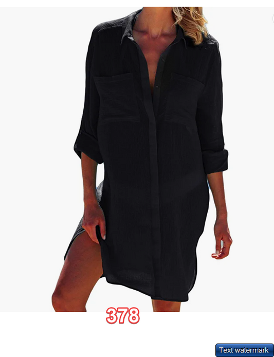 Bsubseach Women Embroidered Half/Long Sleeve Swimsuit Cover Up Mini Beach Dress