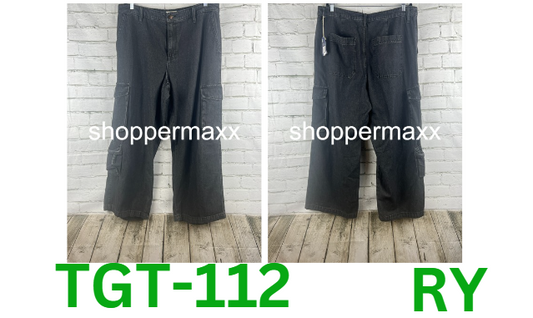 Women's High-Rise Wide Leg Denim Cargo Pants - Universal Thread, Black, 17R