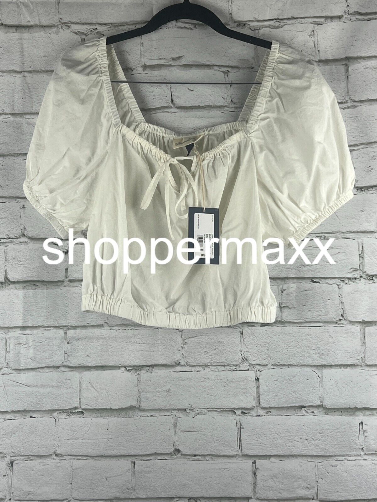 Women's Puff Short Sleeve Peasant Top - Universal Thread, White, XS