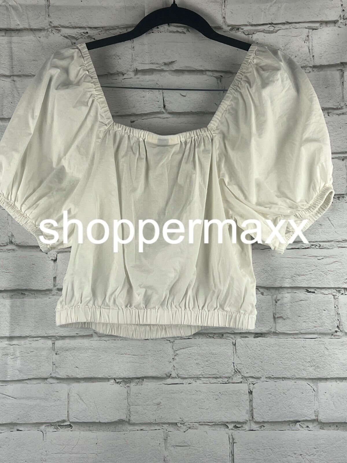 Women's Puff Short Sleeve Peasant Top - Universal Thread, White, XS